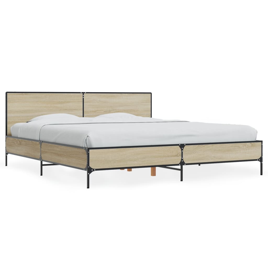 Okvir za krevet boja hrasta 180x200cm konstruirano drvo i metal