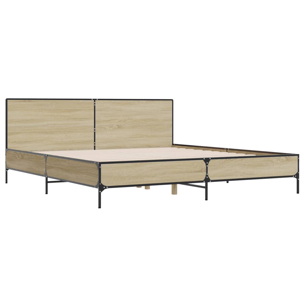 Okvir za krevet boja hrasta 180x200cm konstruirano drvo i metal