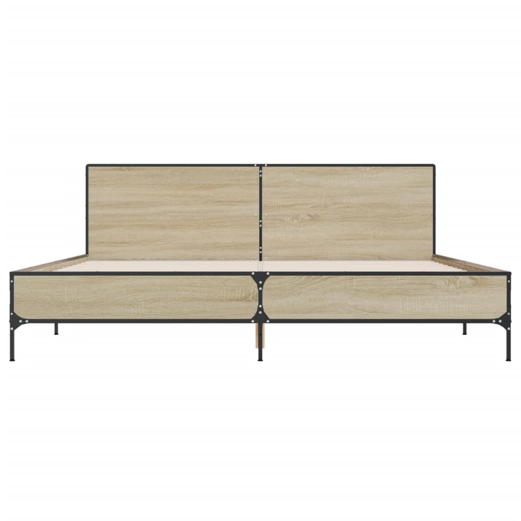 Okvir za krevet boja hrasta 180x200cm konstruirano drvo i metal