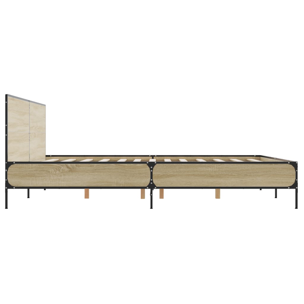 Okvir za krevet boja hrasta 180x200cm konstruirano drvo i metal