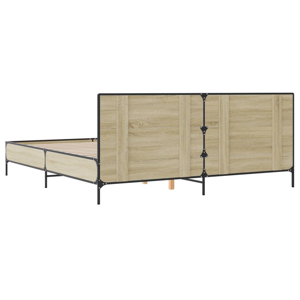 Okvir za krevet boja hrasta 180x200cm konstruirano drvo i metal