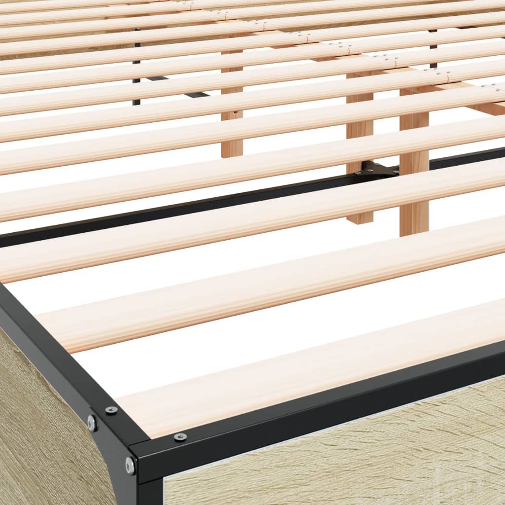 Okvir za krevet boja hrasta 180x200cm konstruirano drvo i metal