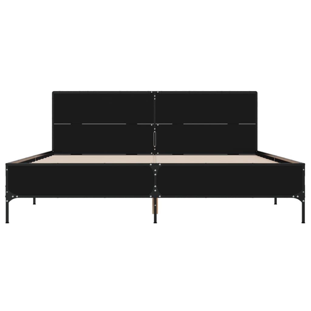 Okvir za krevet crni 120x190 cm konstruirano drvo i metal
