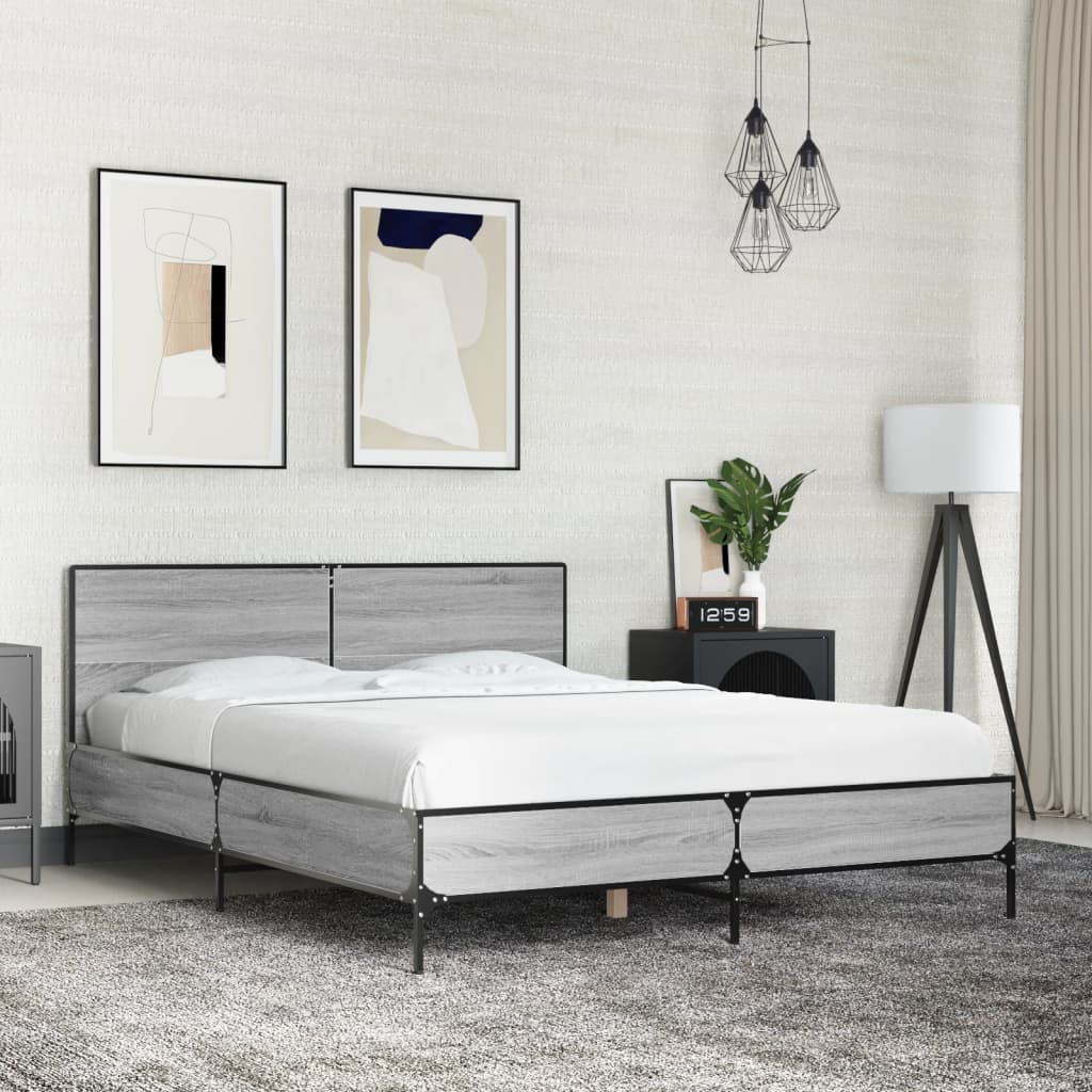 Okvir za krevet boja hrasta 120x190cm konstruirano drvo i metal