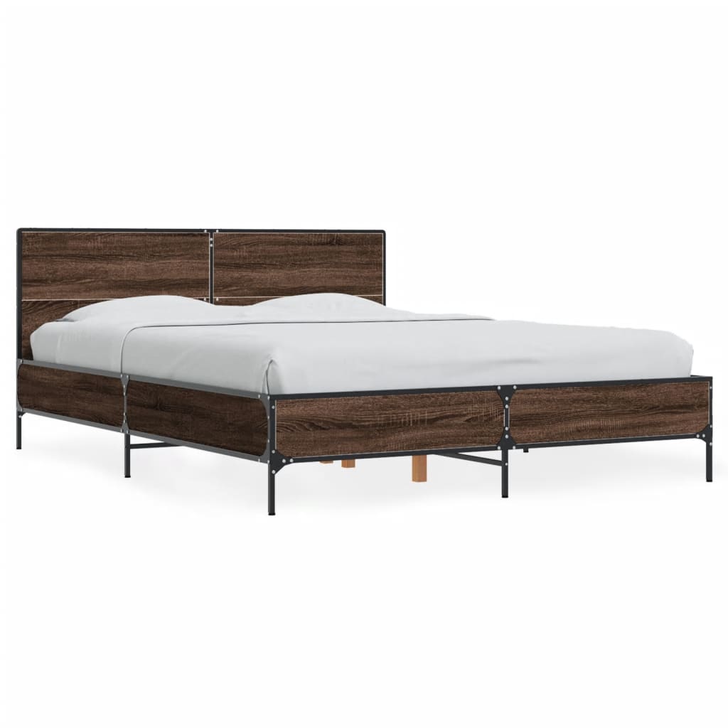 Okvir za krevet smeđi hrast 120x190cm konstruirano drvo i metal