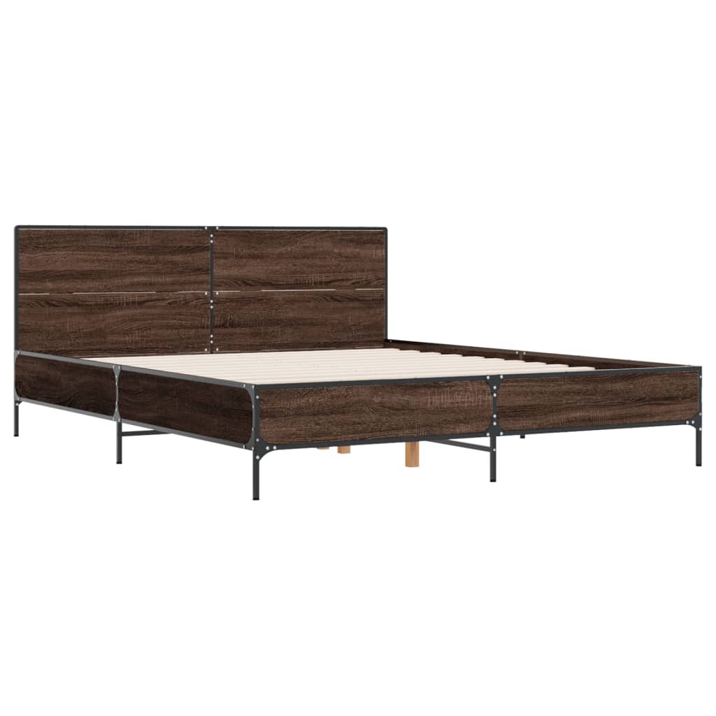 Okvir za krevet smeđi hrast 120x190cm konstruirano drvo i metal