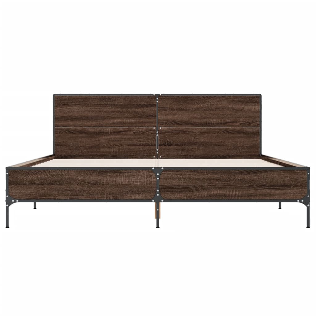 Okvir za krevet smeđi hrast 120x190cm konstruirano drvo i metal