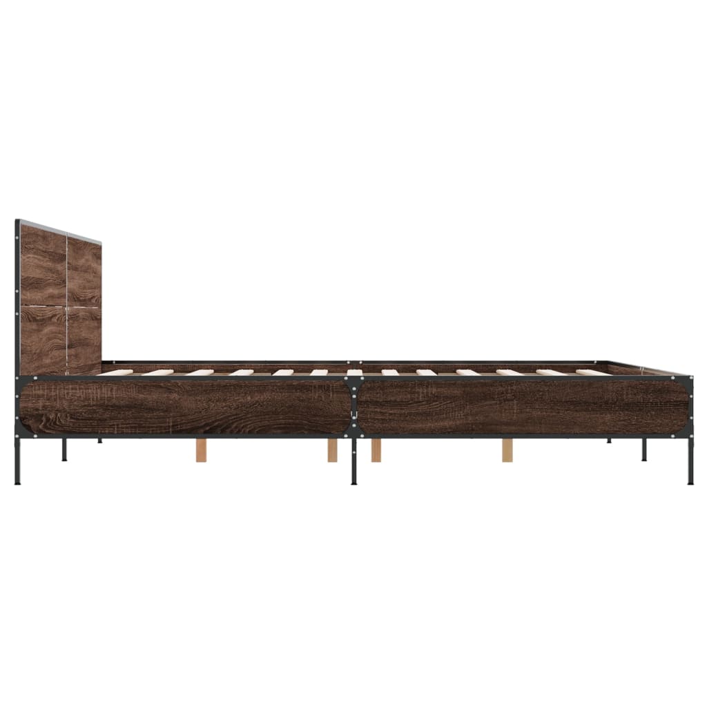 Okvir za krevet smeđi hrast 120x190cm konstruirano drvo i metal