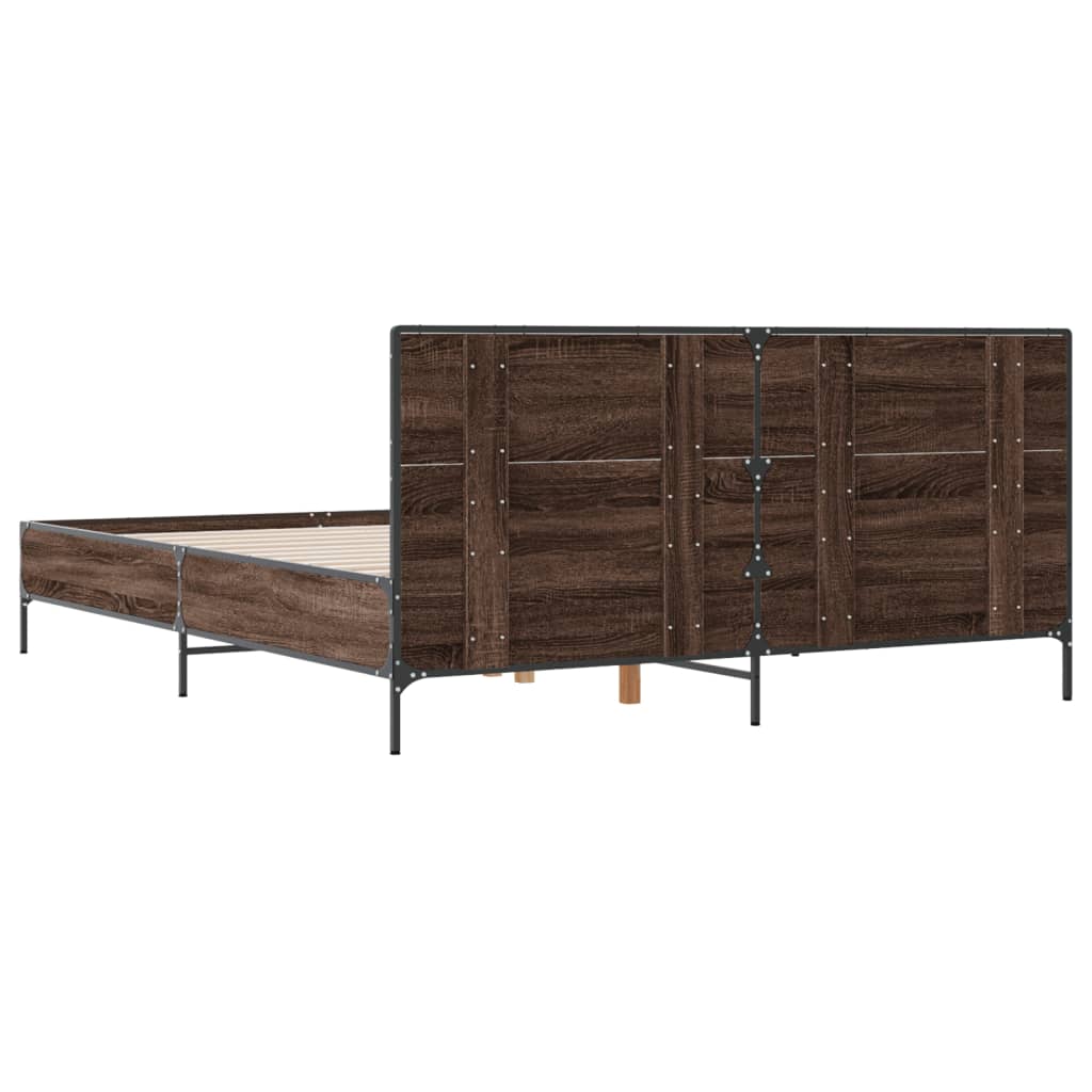 Okvir za krevet smeđi hrast 120x190cm konstruirano drvo i metal