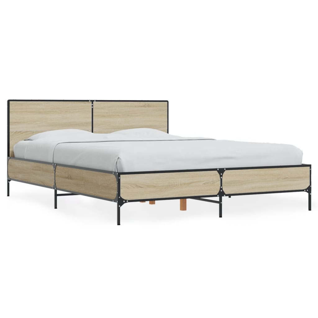 Okvir za krevet boja hrasta 135x190cm konstruirano drvo i metal