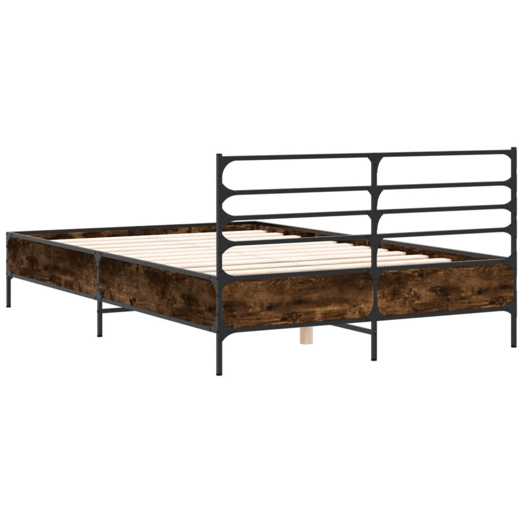 Okvir kreveta boja hrasta 140x200 cm konstruirano drvo i metal