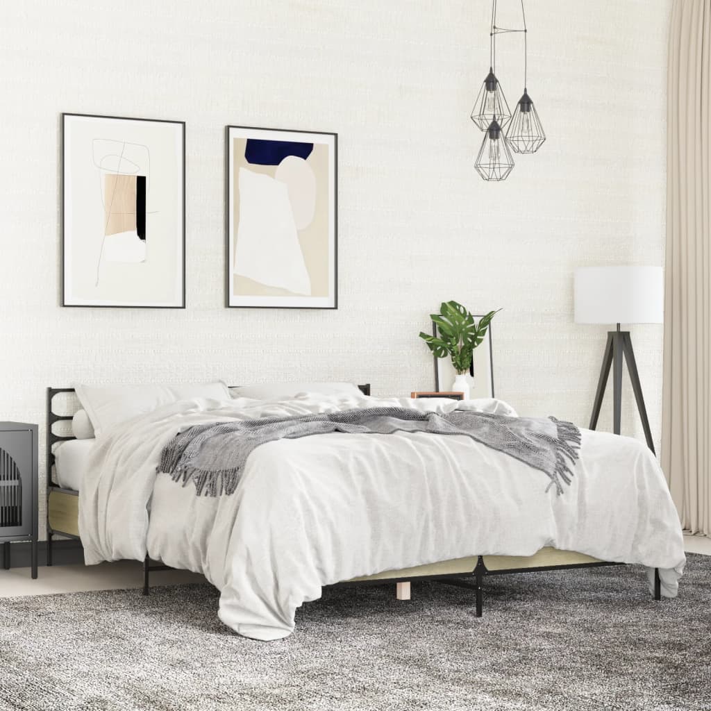 Okvir za krevet boja hrasta 160x200 cm konstruiran drvo i metal