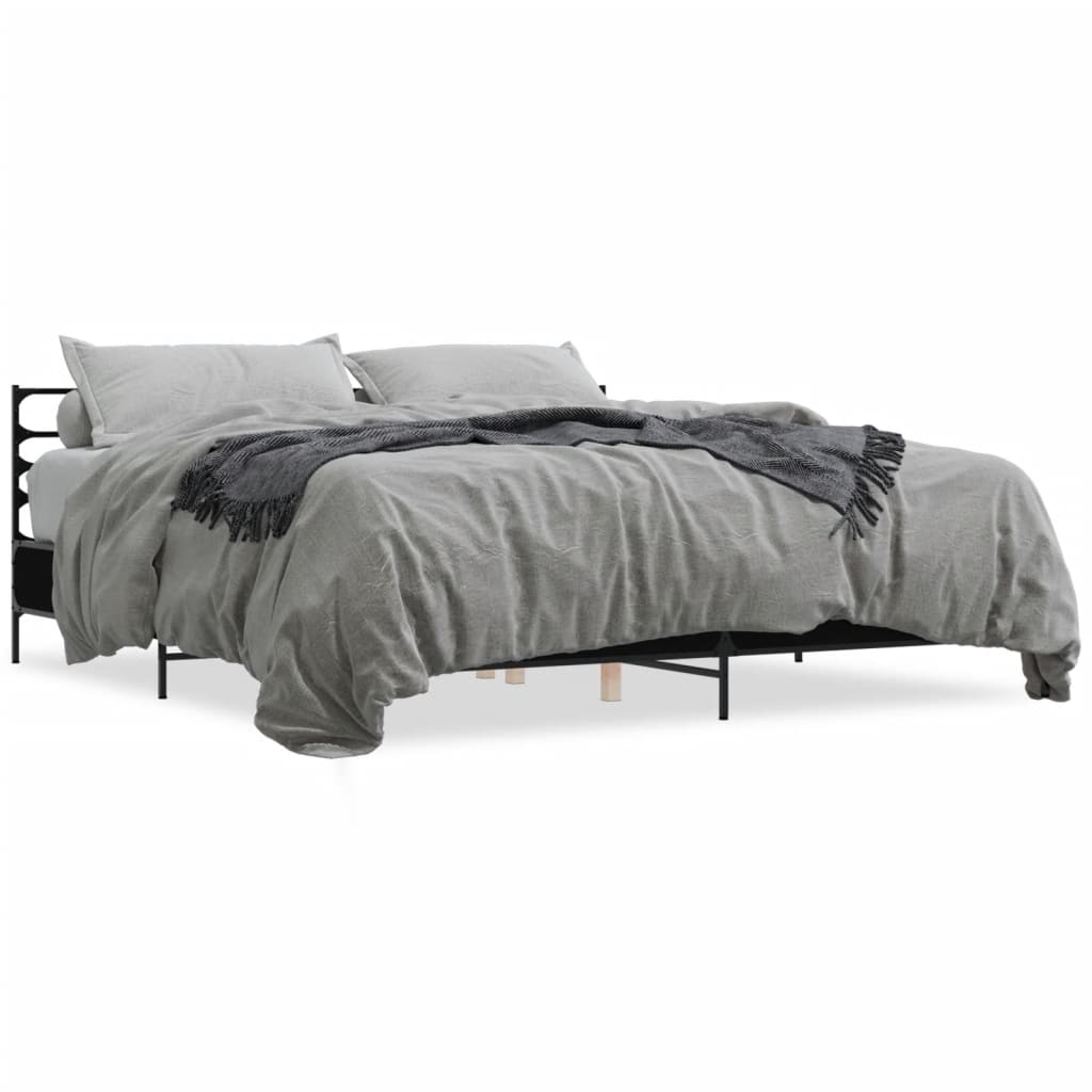 Okvir za krevet crni 180 x 200 cm konstruirano drvo i metal
