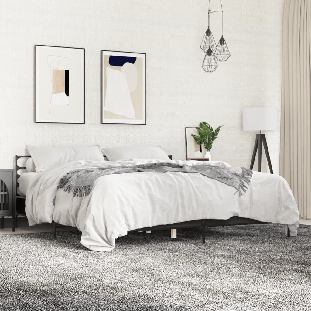Okvir za krevet crni 180 x 200 cm konstruirano drvo i metal