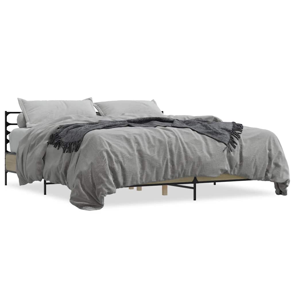 Okvir za krevet boja hrasta 180x200cm konstruirano drvo i metal