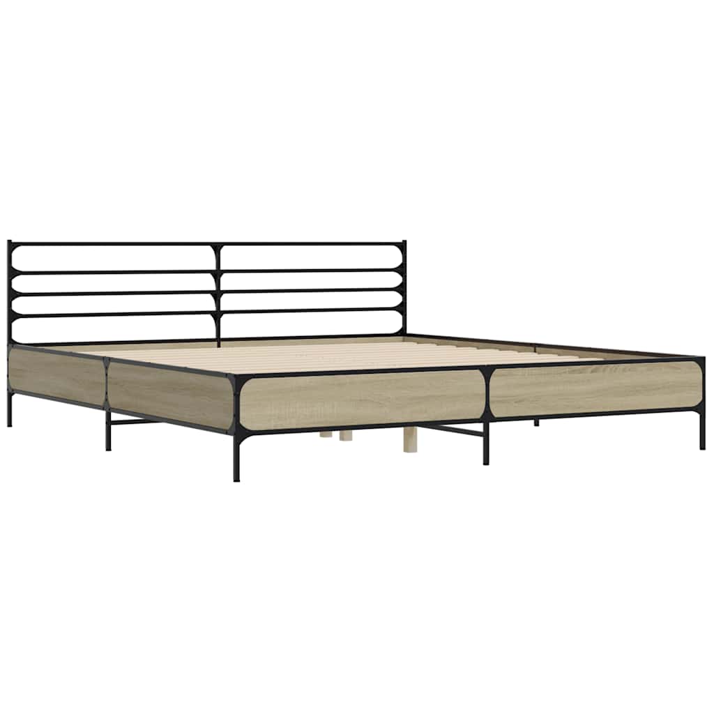Okvir za krevet boja hrasta 180x200cm konstruirano drvo i metal