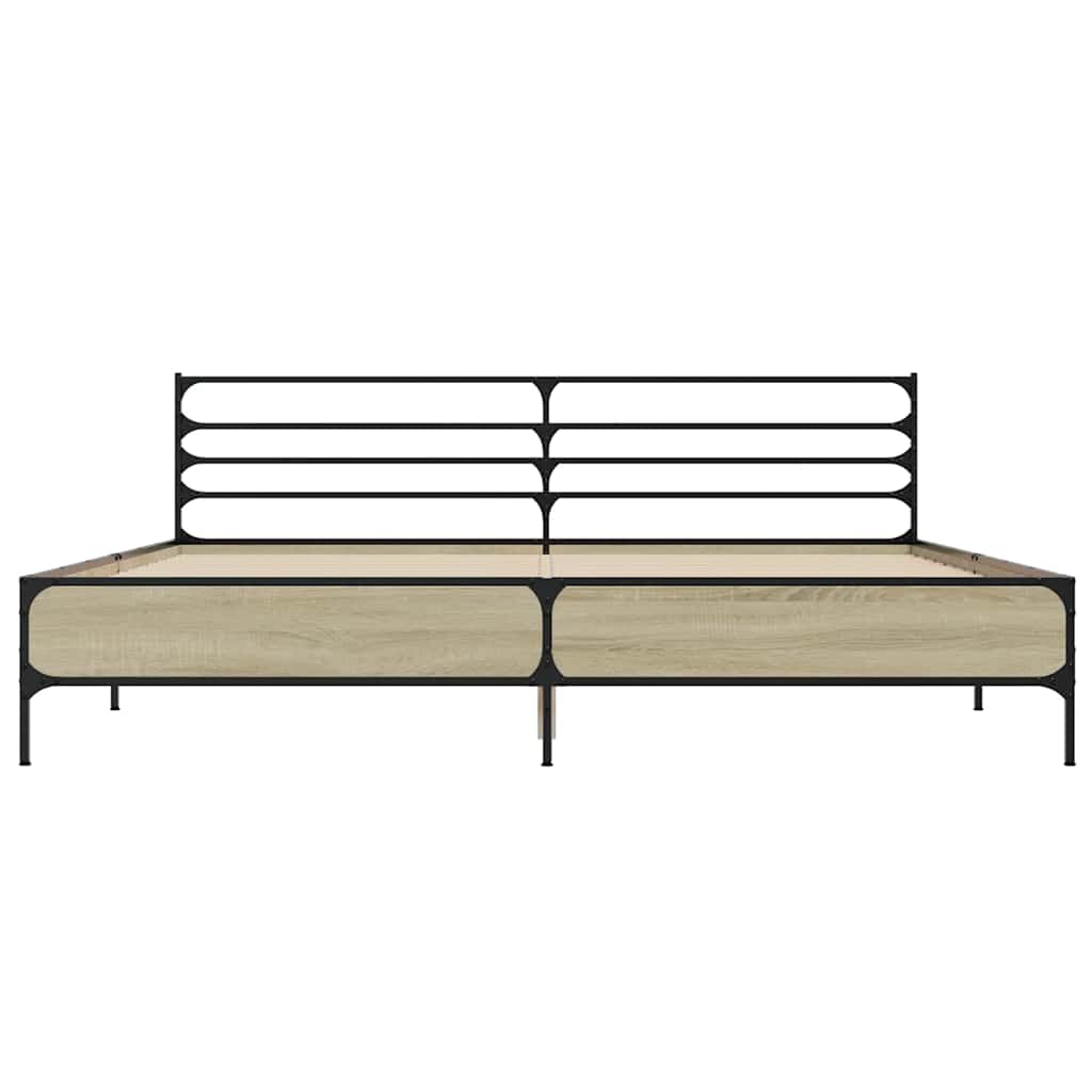 Okvir za krevet boja hrasta 180x200cm konstruirano drvo i metal