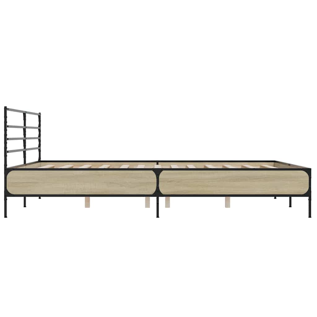 Okvir za krevet boja hrasta 180x200cm konstruirano drvo i metal