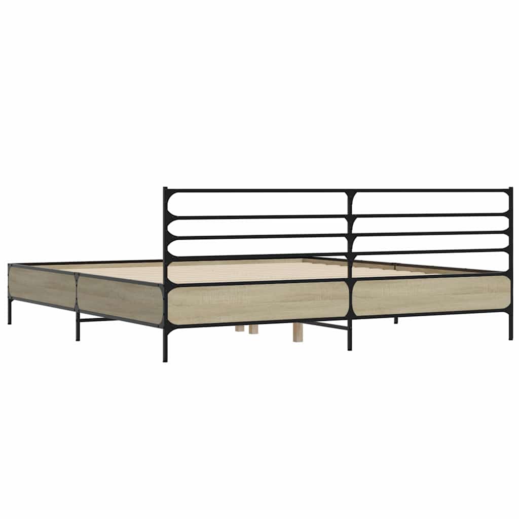 Okvir za krevet boja hrasta 180x200cm konstruirano drvo i metal