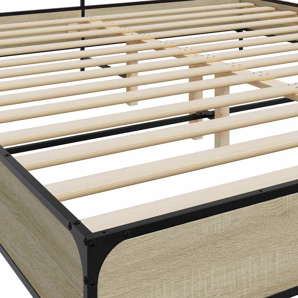 Okvir za krevet boja hrasta 180x200cm konstruirano drvo i metal
