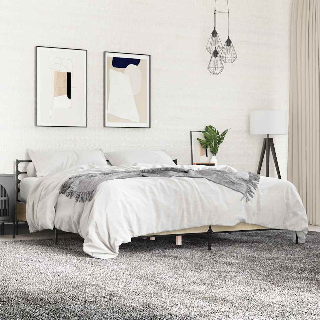 Okvir za krevet boja hrasta 180x200cm konstruirano drvo i metal