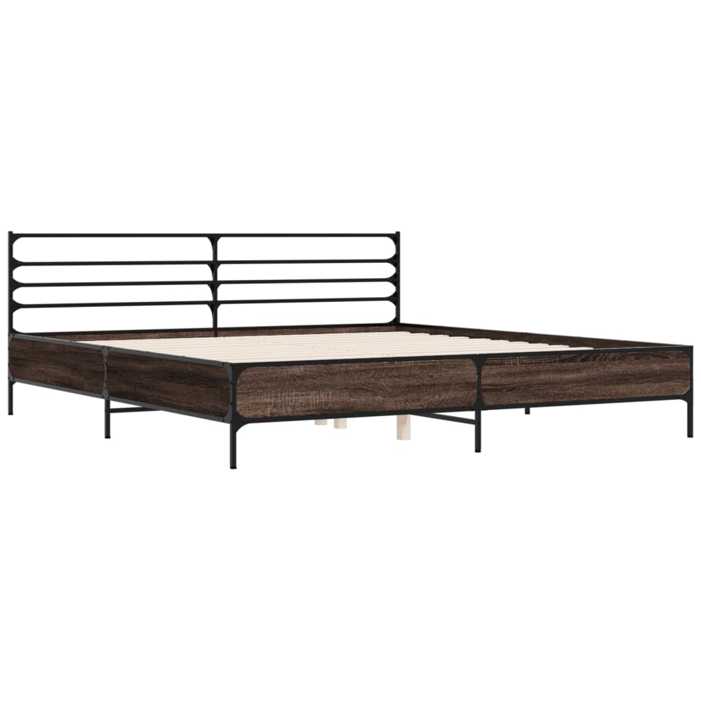 Okvir za krevet boja hrasta 180x200cm konstruirano drvo i metal