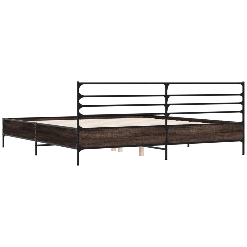 Okvir za krevet boja hrasta 180x200cm konstruirano drvo i metal