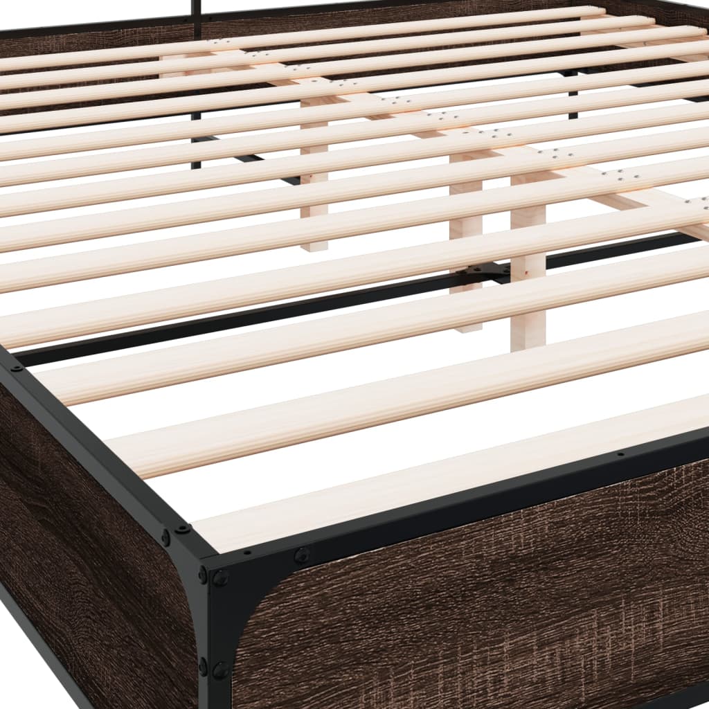Okvir za krevet boja hrasta 180x200cm konstruirano drvo i metal