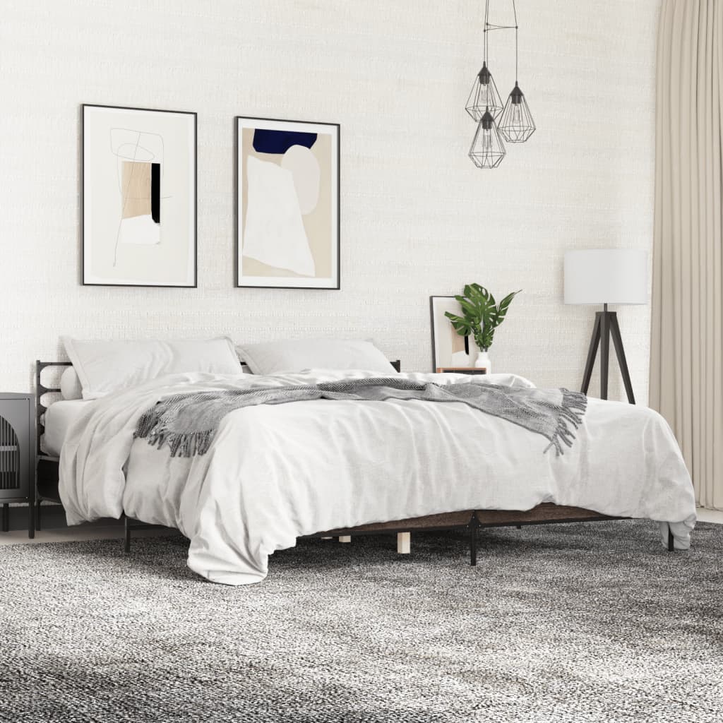 Okvir za krevet boja hrasta 180x200cm konstruirano drvo i metal