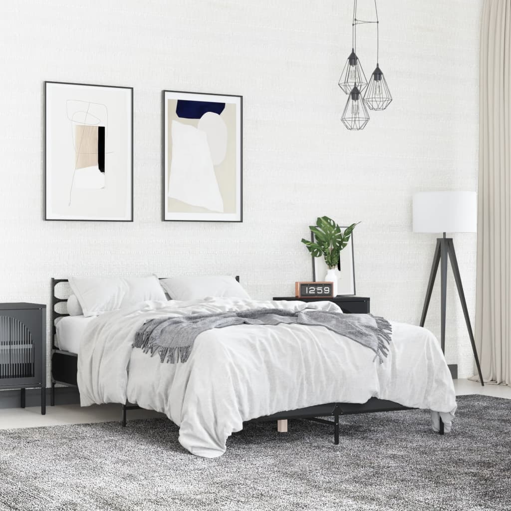Okvir za krevet crni 120x190 cm konstruirano drvo i metal