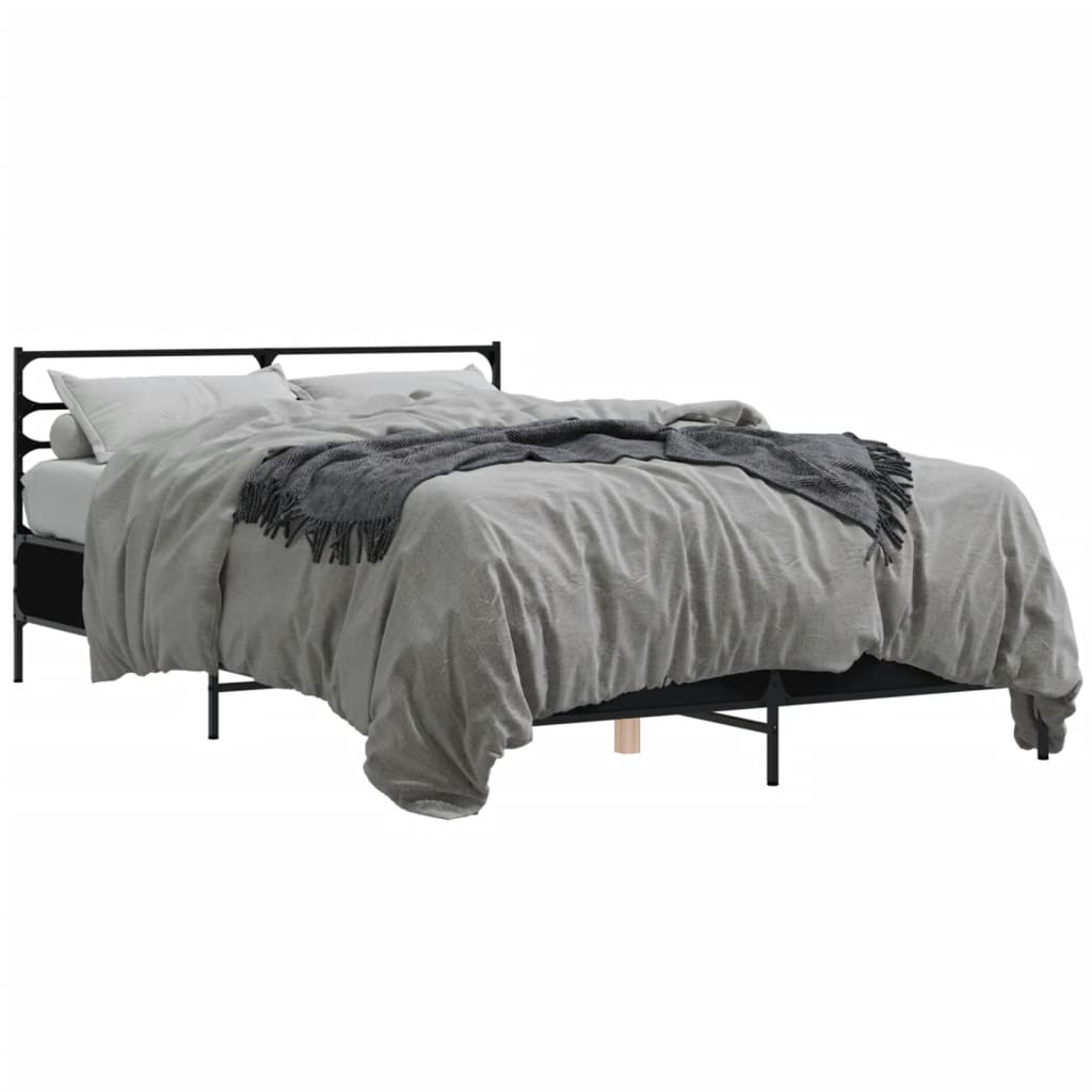 Okvir za krevet crni 135x190 cm konstruirano drvo i metal