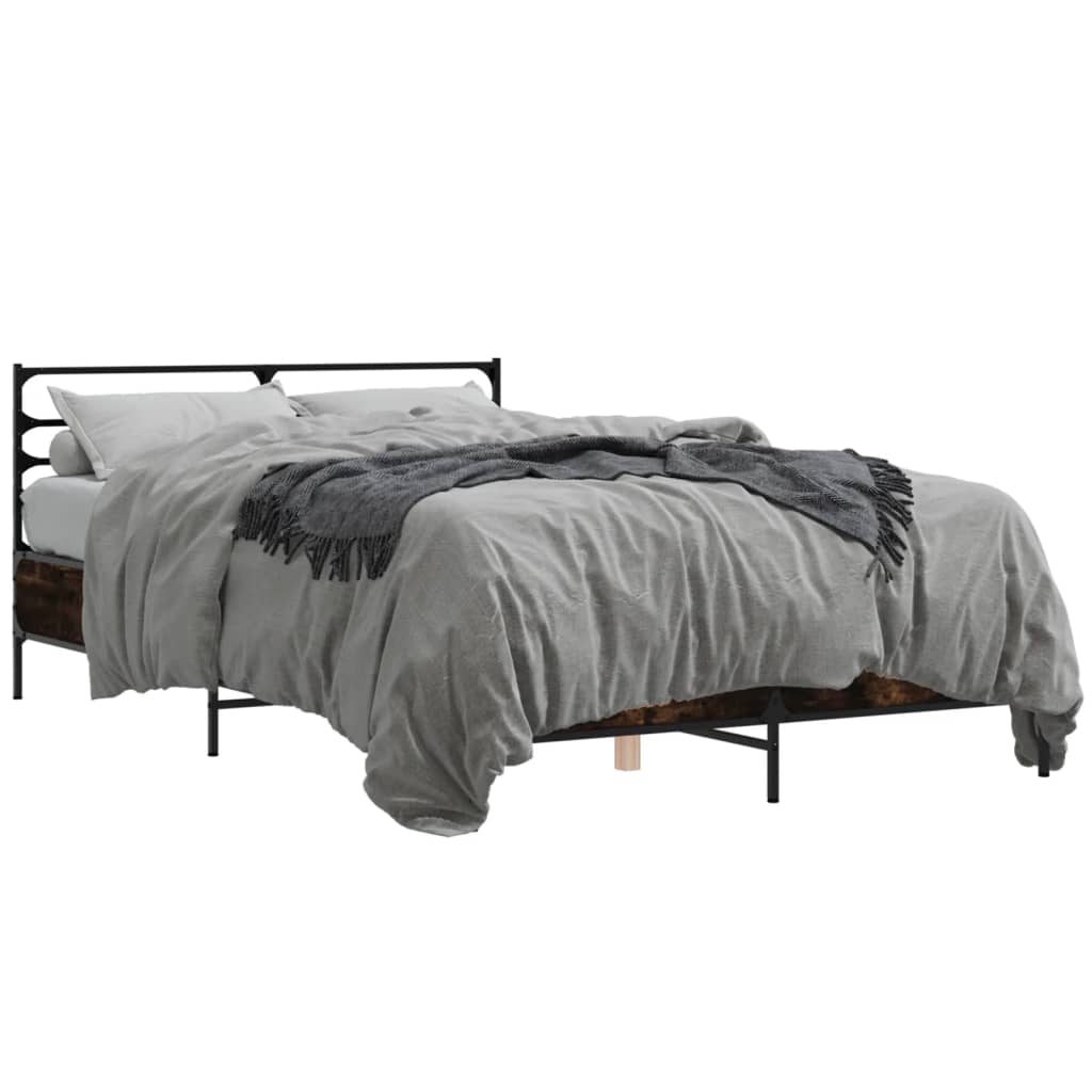 Okvir za krevet boja hrasta 135x190cm konstruirano drvo i metal