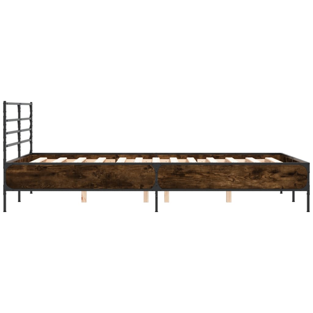 Okvir za krevet smeđi hrast 135x190cm konstruirano drvo i metal