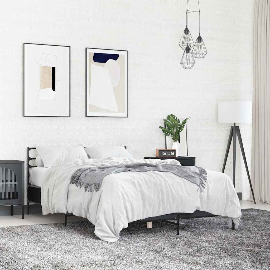 Okvir za krevet crni 140x190 cm konstruirano drvo i metal