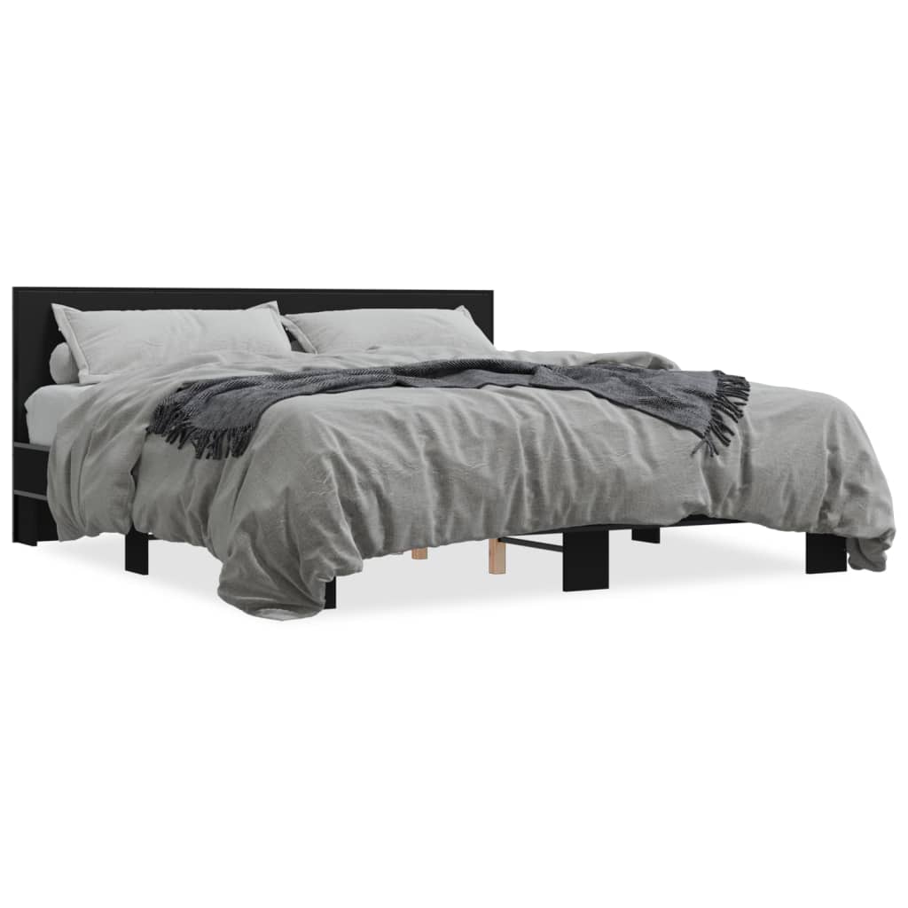 Okvir za krevet crni 180 x 200 cm konstruirano drvo i metal