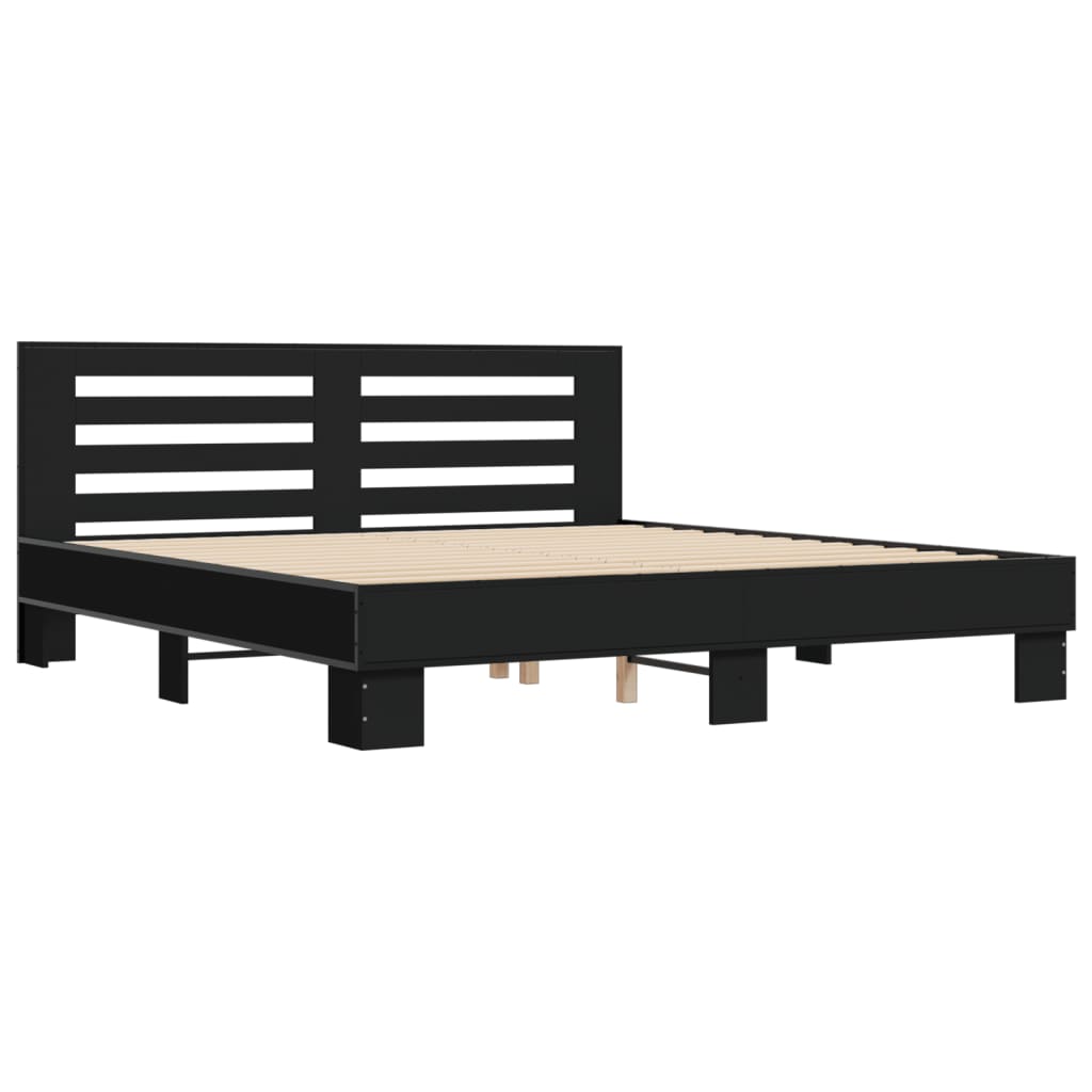Okvir za krevet crni 180 x 200 cm konstruirano drvo i metal