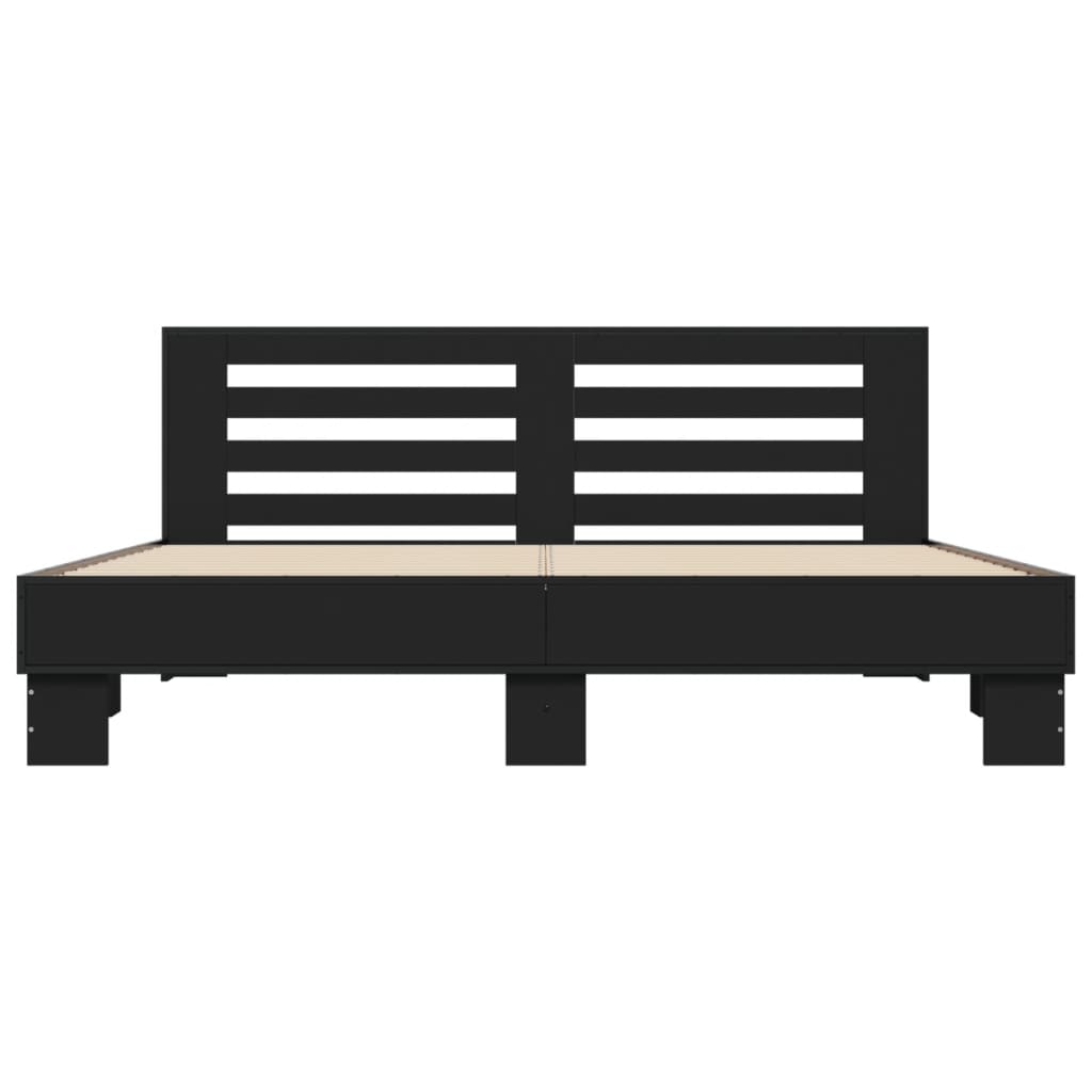 Okvir za krevet crni 180 x 200 cm konstruirano drvo i metal