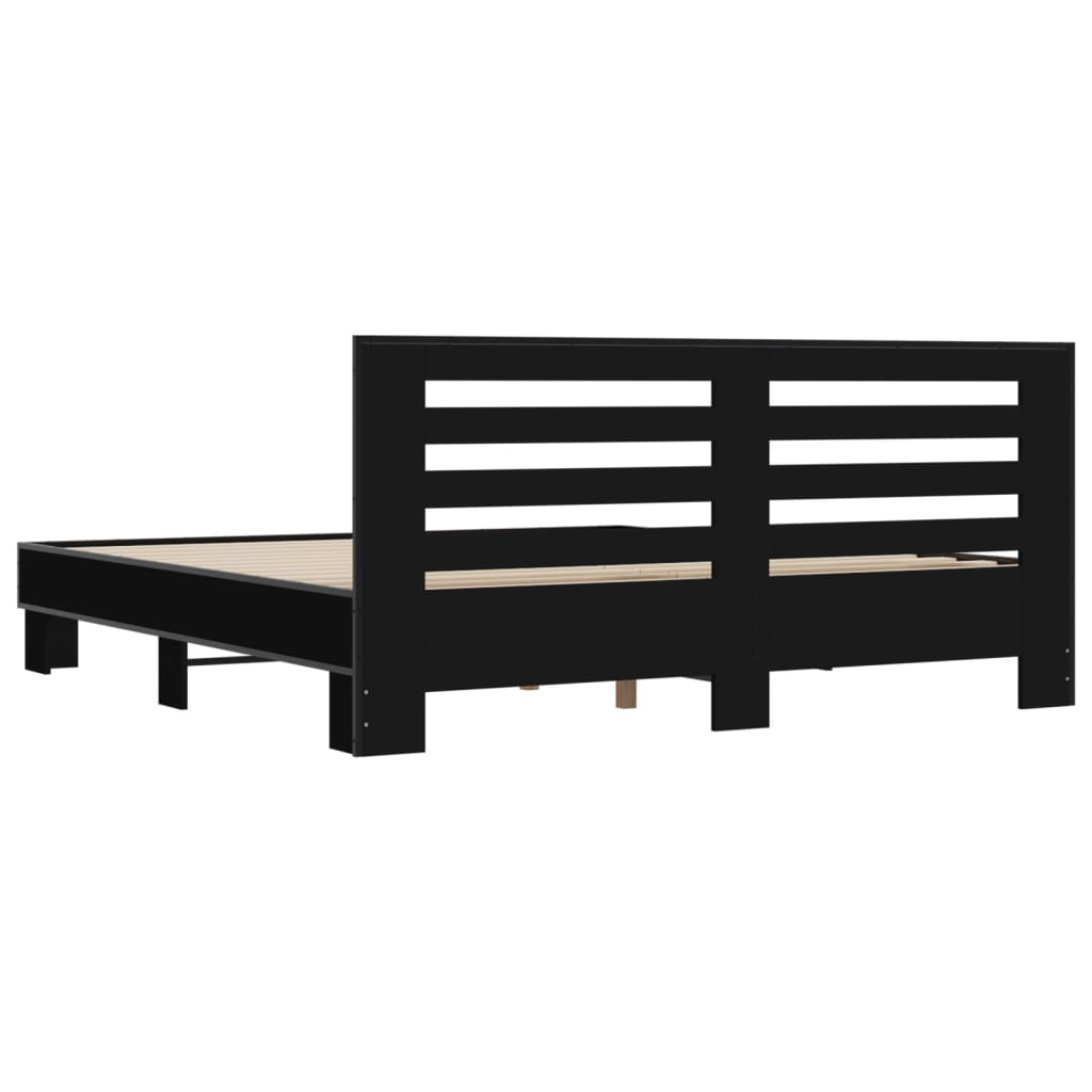 Okvir za krevet crni 180 x 200 cm konstruirano drvo i metal