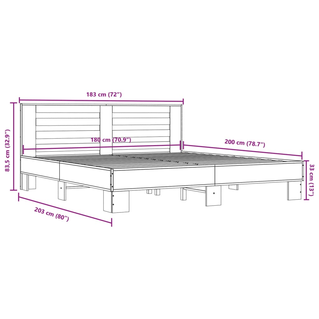 Okvir za krevet crni 180 x 200 cm konstruirano drvo i metal