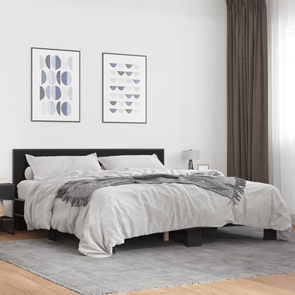 Okvir za krevet crni 180 x 200 cm konstruirano drvo i metal