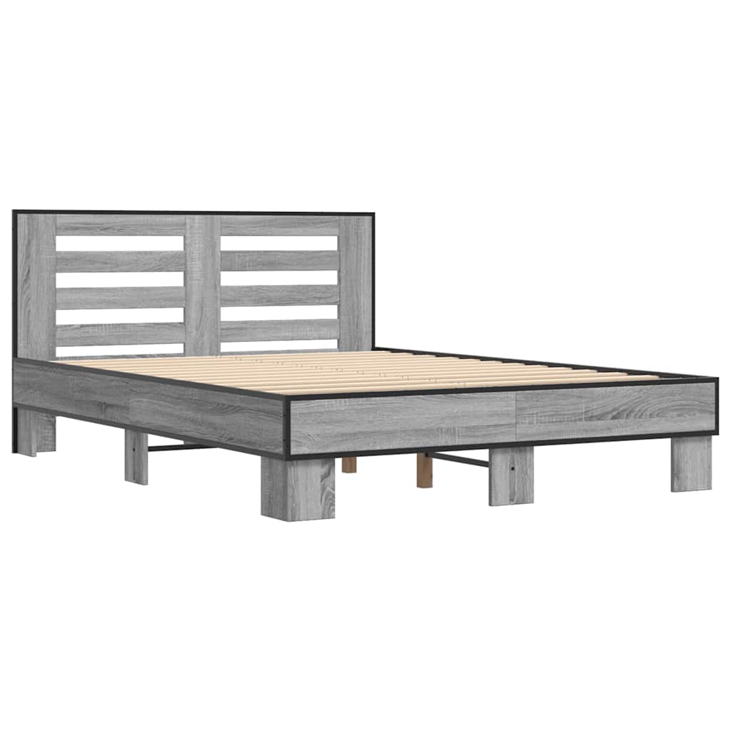 Okvir kreveta boja hrasta 140x200cm konstruirano drvo i metal