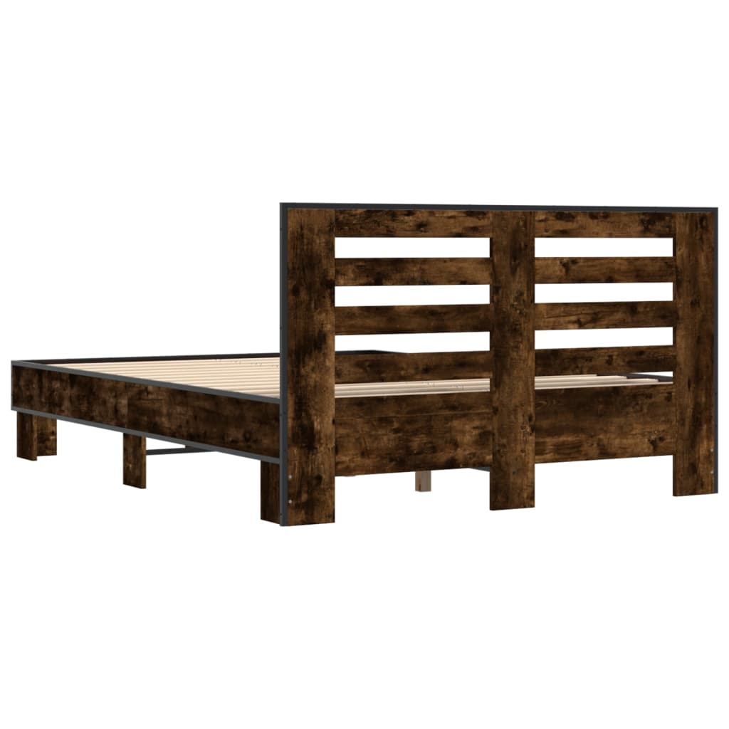 Okvir za krevet boja hrasta 135x190cm konstruirano drvo i metal