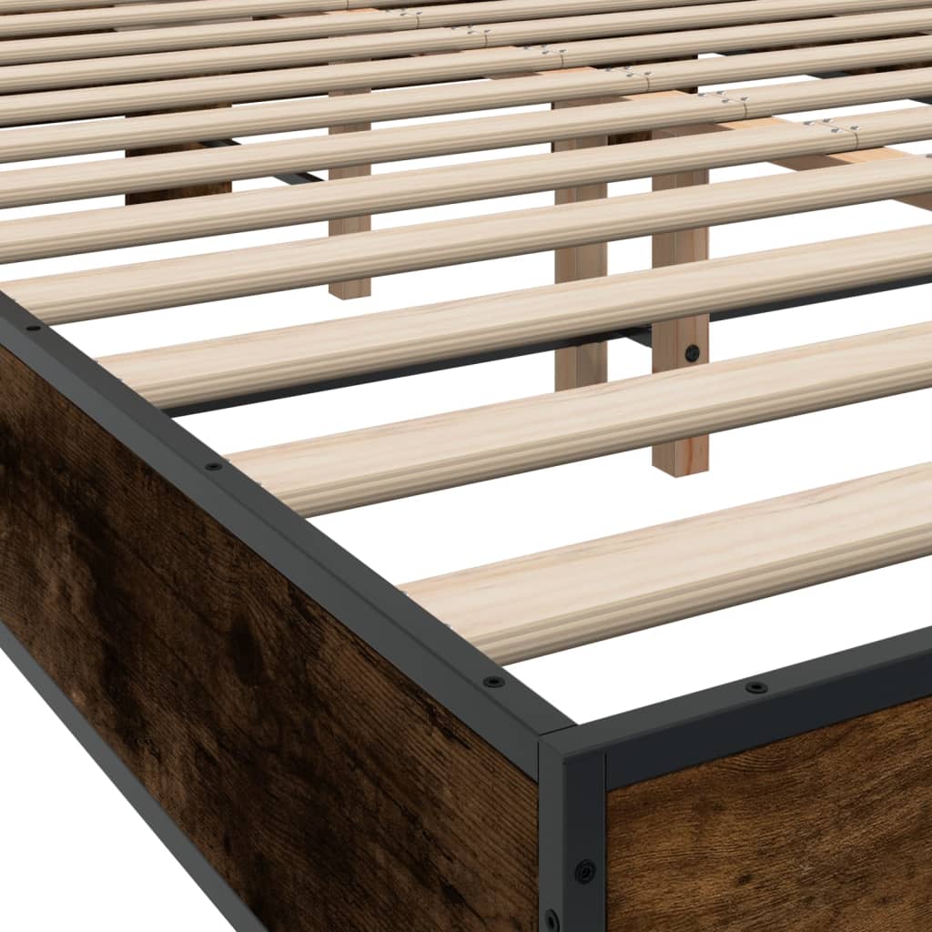 Okvir za krevet boja hrasta 135x190cm konstruirano drvo i metal