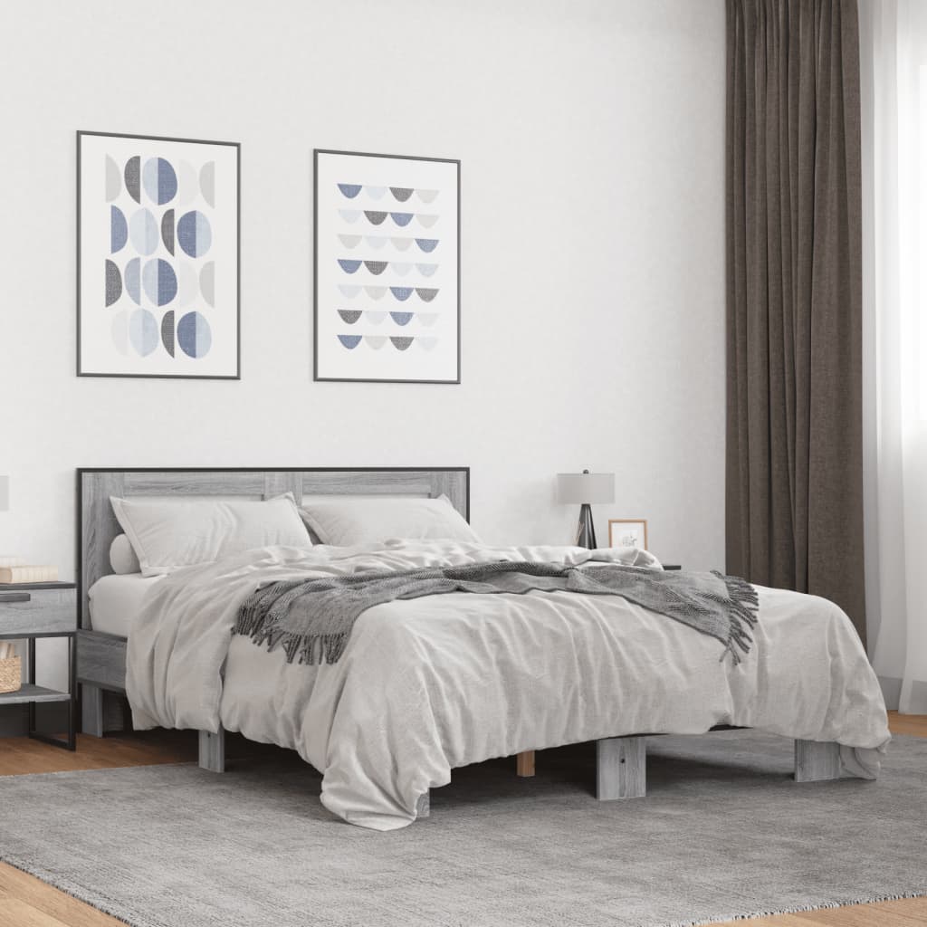 Okvir kreveta boja hrasta 135x190cm konstruirano drvo i metal