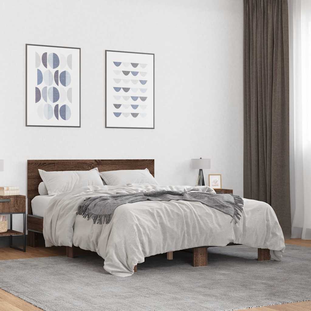 Okvir kreveta boja hrasta 120x200 cm konstruirano drvo i metal