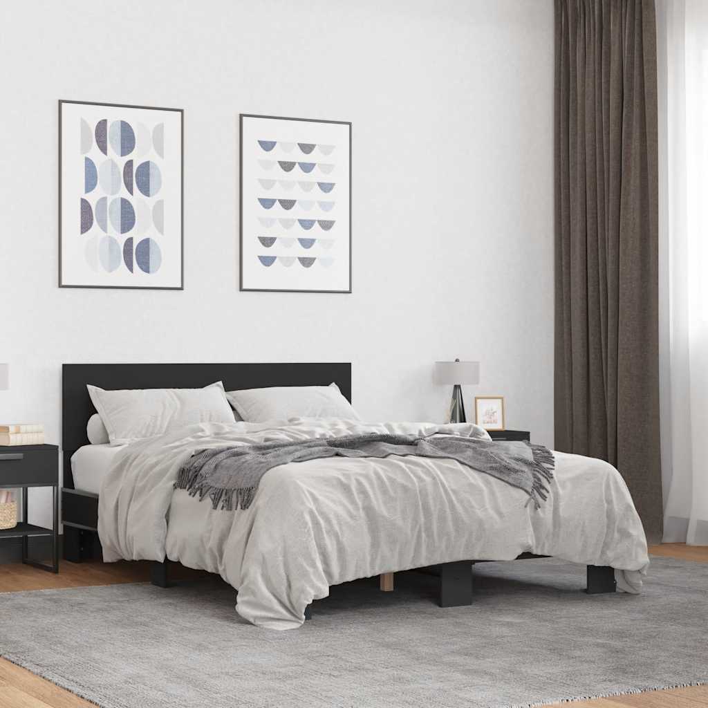 Okvir za krevet crni 120x190 cm konstruirano drvo i metal