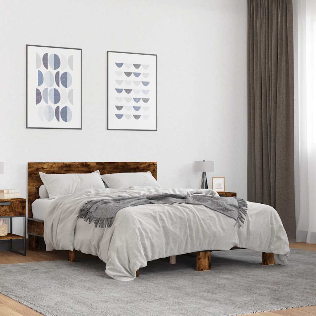 Okvir za krevet boja hrasta 120x190cm konstruirano drvo i metal