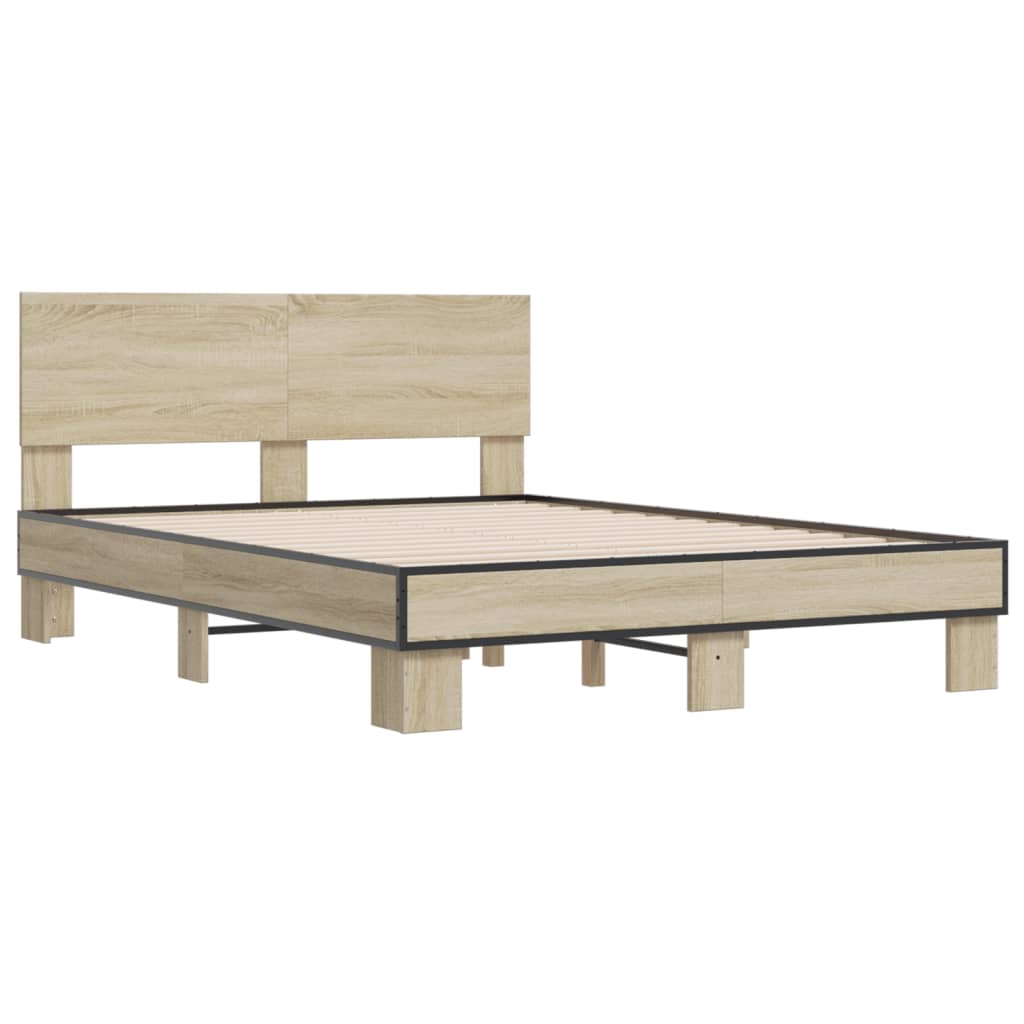 Okvir za krevet boja hrasta 135x190cm konstruirano drvo i metal