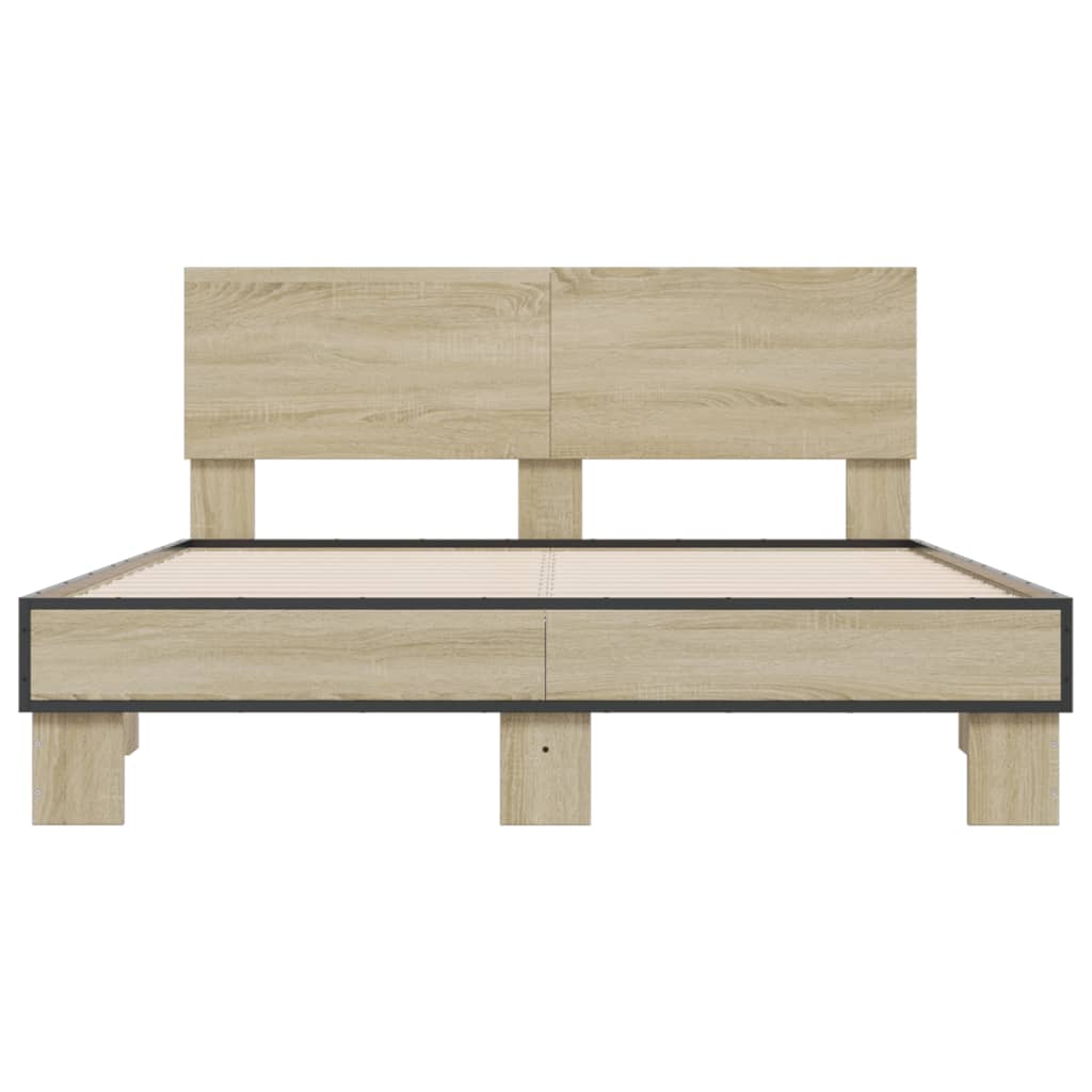 Okvir za krevet boja hrasta 135x190cm konstruirano drvo i metal