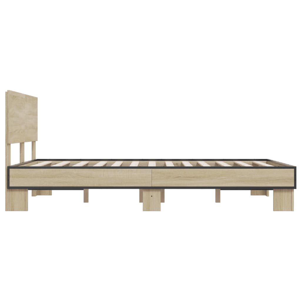Okvir za krevet boja hrasta 135x190cm konstruirano drvo i metal
